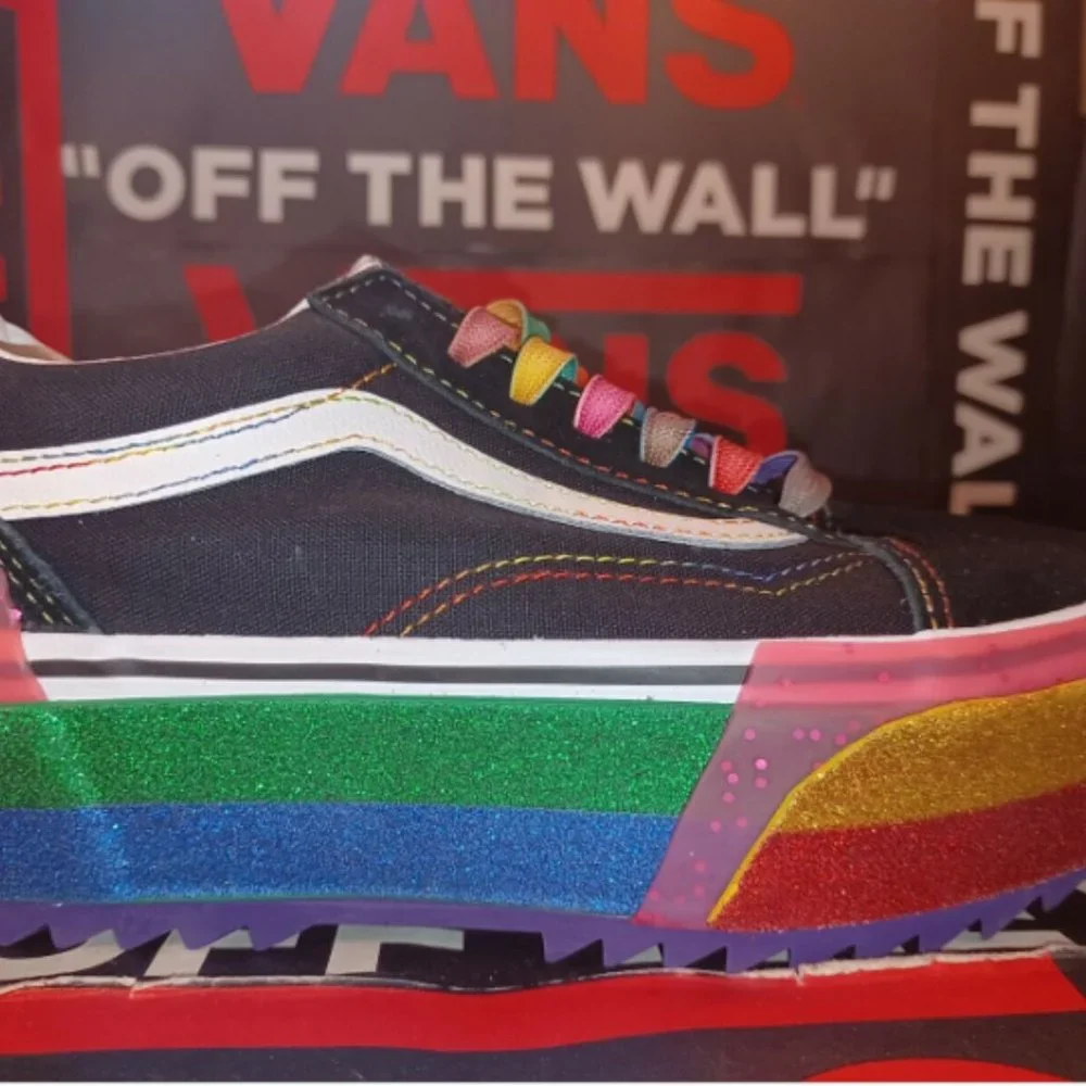 Vans Old Skool Stacked Rainbow Glitter Platform Men's 3.5/Women's 5 VN0A4U15WW1